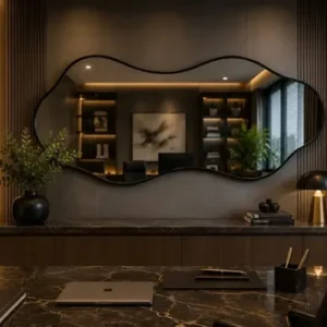 Espelho Orgânico grande com Moldura Lapidado 100x50 Preto - Imagem 2