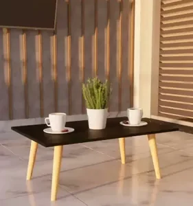 Mesa de centro retangular Inaugura Móveis apoio sala Classic Pés em Madeira cor preto - Imagem 2