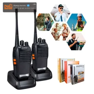 Kit 2 Radio Walk Talk Comunicador 16 Ch 12km Baofeng 777s Ht Cor Preto - Imagem 1