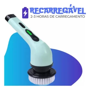 Escova De Limpeza MOP Elétrica 9 Em 1 Multifuncional Giratória Recarregável Cozinha Banheiro Esfregão Multiuso Rotatória Magica 360° Sem Fio Marca POP Imports Verde - Imagem 7