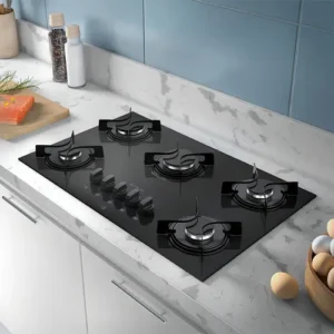 Cooktop 5 Bocas Atlas Agile Up Preto Com Mesa de Vidro e Mega Chama - Imagem 4