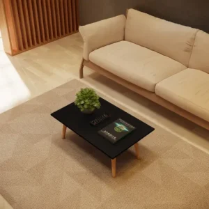 Mesa de centro retangular Inaugura Móveis apoio sala Classic Pés em Madeira cor preto - Imagem 4