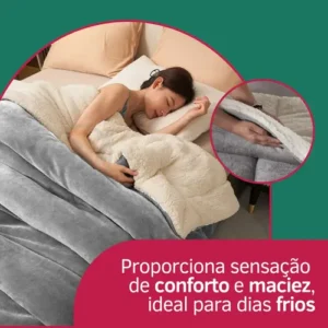 Coberdrom Casal Queen Size Sherpa Cobertor Edredom Inverno Pele Lã Carneiro Super Macio Suave Confortável Luxo Cor Cinza - Imagem 3