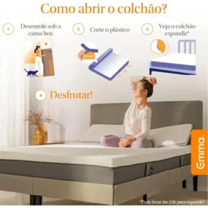 Colchão Queen Emma Original 158x198cm 3 Camadas de Espuma à Vácuo, Alta Respirabilidade, Tecnologia Alemã, Capa Removível Lavável e 10 Anos de Garantia - Imagem 7