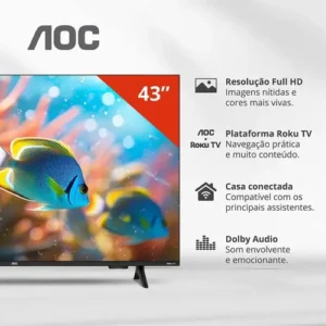 Smart Tv 43 Aoc Led Roku Full Hd Wi-fi 60hz Hdmi Usb 43s5155/78g - Imagem 7