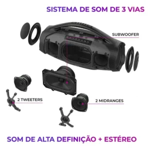 Caixa de Som Boombox Plus AIWA BBS-01-LBL 200W Bluetooth 30H IP66 USB RGB - Imagem 6