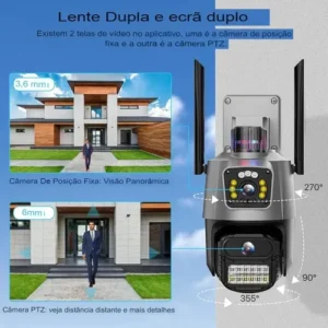 Câmera Segurança Wifi Ip Lente Dupla 2x 3mp Externa 360° A prova Dágua Cor Cinza - Imagem 6