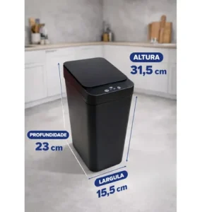 Lixeira Automatica Sensor 13L Inteligente Banheiro Cozinha Tampa Eletrica Infravermelho Abertura Automatica Sem Toque Compacta Plastico Resistente Vedacao Odor Residencial RMI - Imagem 6