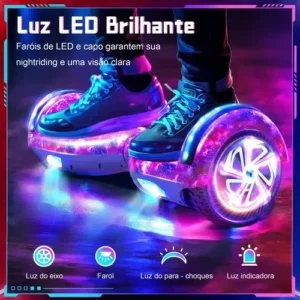 Hoverboard Skate Elétrico Roxo 6,5 Polegadas Bluetooth Cores - Imagem 5