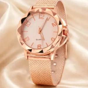 Kit Relógio Feminino Colar Brinco Pulseira Folheado Presente Rose - Imagem 6