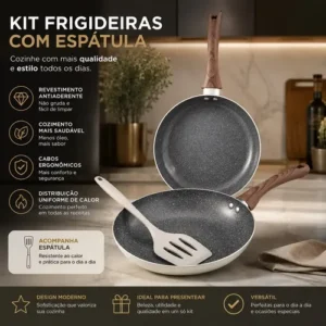 Kit 3pcs Frigideiras Indução Cerâmica Bicolor + Espátula - Imagem 6