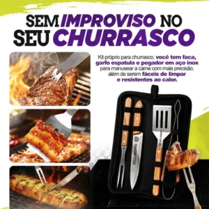 Kit Churrasco 4 Em 1 Personalizado Faca Pegador Logo Brinde - Imagem 6