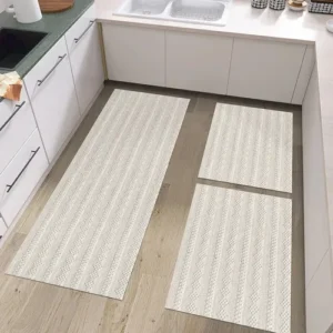 Kit Tapetes De Cozinha Rústico 3 Peças Jogo Listrado 100% Algodão Natural Lavável Decorativo - Imagem 4