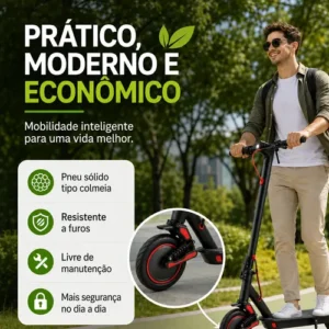 Patinete Elétrico Com Amortecedor E App Gps Bateria Dobrável - Imagem 3