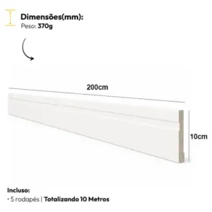 Kit 5 Barras 2m Rodape Poliestireno Frisado 10cm Altura Alut - Imagem 9