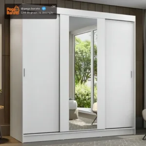 Guarda-roupa Casal Armário Quarto Reno Madesa 3 Portas De Correr Esp Branco 1095H91E - Imagem 1