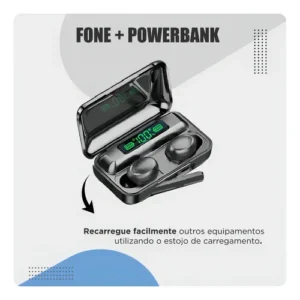 HIVI Fone de ouvido sem fio TWS F9-5C Bluetooth com LED e Power Bank resistente à água - Imagem 6