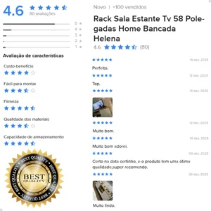 Rack Sala Estante Tv 58 Polegadas Home Bancada Helena - Imagem 4