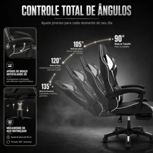 Cadeira Gamer Python Fly GC01 Ergonômica com Apoio para Pés e Encosto Reclinável até 150kg - Imagem 6