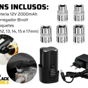 Chave Catraca A Bateria Sem Fio 12v 3/8 Pol 45 Nm BCC120 The Black Tools 110V/220V - Imagem 7