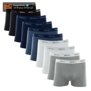 Kit Com 10 Cuecas Boxer Algodão Cotton Masculina Adulto Mash - Imagem 1