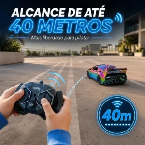 Carrinho Controle Remoto Recarregável Grande Solta Fumaça Luzes Farol Esportivo Cor Metalizado Led Drift Hyper Atacarejo Kids - Imagem 11