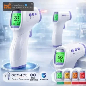 Termômetro Infravermelho Sem Contato Digital Medição Rápida Alta Precisão Display Lcd Memória Alarme Sensor Davely - Imagem 1