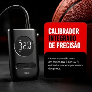 Mini Compressor Digital Portátil Rezzet para Carro Moto e Bicicleta com Calibrador Digital Inflador Elétrico de Pneus 12V Display LCD Lanterna LED Compacto e Recarregável Preto - Imagem 4