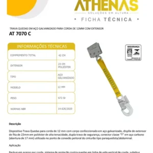 Trava Quedas P/ Corda 12mm Altura Athenas At 7070 C Ac - Imagem 6