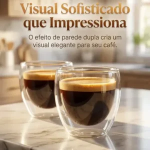 Copos Café Vidro Kit 6 Parede Dupla 90ml Borossilicato Transparente Expresso - Imagem 8