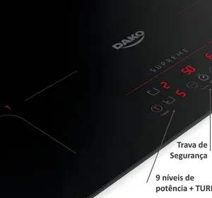 Cooktop de Indução 4 Bocas Dako Supreme Preto com Trava de Segurança 220V - Imagem 6