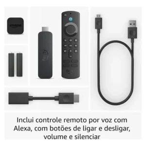 Fire Tv Stick 4k Com Alexa E Comandos De Tv Preto Amazon Preto De Voz - Imagem 2
