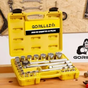 Jogo De Soquete 1/2 Pol Catraca Reversível 22 Peças Com Maleta Grz-22p Gorillaz - Imagem 10