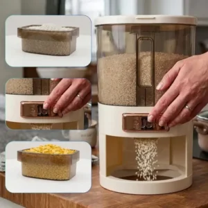 Dispenser De Alimentos 5kg Organizador De Grãos Arroz Cereais Temperos Porta Cereal De Cozinha Com Copo Medidor Pote Plastico Grande Para Armazenamento De Alimentos Pote Organizador Cozinha - Imagem 8