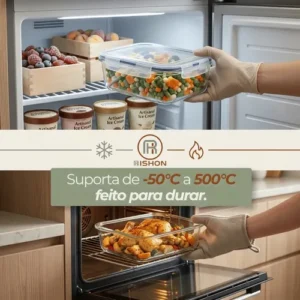 Kit 10 Pote De Vidro Marmita Hermético 640ml Freezer Fitness Rishon - Imagem 4