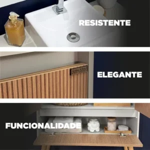 Gabinete P/ Banheiro Suspensa Com Cuba Apoio Branca - Imagem 11