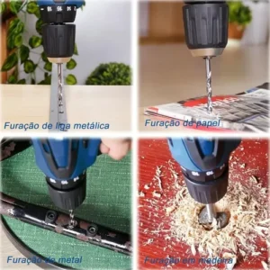 Parafusadeira Furadeira Adeske 12V Sem Fio Azul Com Kit de Acessórios - Imagem 8