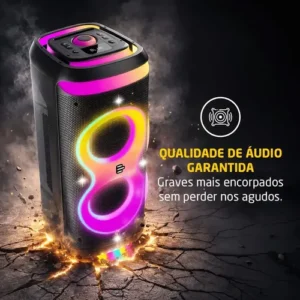 Caixa de Som Bluetooth PulseBox 3 1400W TWS Karaoke LED Preto - SP511 - Imagem 5