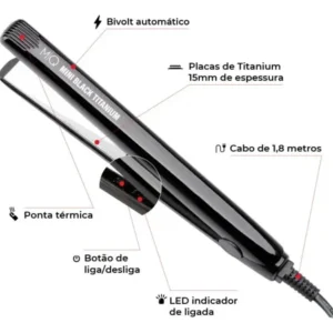 Chapinha Prancha Mq Mini Black Titanium Profissional Bivolt Preto - Imagem 3