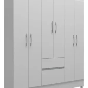 Guarda-roupa Casal New Brusque 6 Portas 2 Gavetas Bartira - Branco - Imagem 4