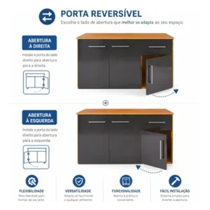 Armário De Cozinha Completo 5 Portas 1 Gaveta Com Nichos - Imagem 6