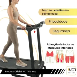Esteira Elétrica Ergométrica Bivolt Ginastica Wct Fitness Cor Preto - Imagem 8