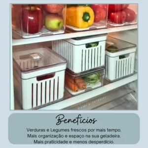 Organizador De Geladeira Grande Com 3 Cestos de Drenagem 6,8 L - Imagem 9