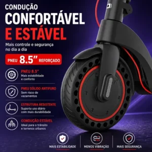 Patinete Elétrico Com Amortecedor E App Gps Bateria Dobrável - Imagem 7