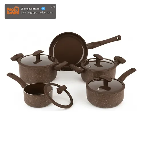 Conjunto Panelas Cerâmica 3mm 5 Peças Hércules Indução