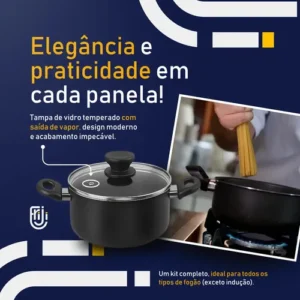 Jogo De Panelas 8 Peças Antiaderente Teflon Com Tampa Vidro - Imagem 7