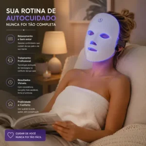 Kit Máscara Led Fototerapia 7 Cores + Massageador Facial Pro - Imagem 5
