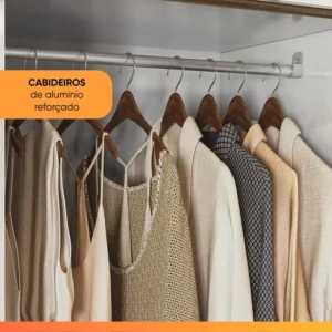 Guarda Roupas Casal 3 Portas Correr 2 Gavetas França Andirá Branco - Imagem 8
