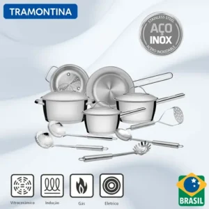 Jogo De Panelas Tramontina Allegra 5pç Aço Inox 5 Utensílios Inox - Imagem 3