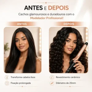 Modelador De Cachos Barril Babyliss Cerâmica Profissional Preto - Imagem 2
